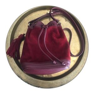LOFT Wine Leather crossbody bucket bag Purse